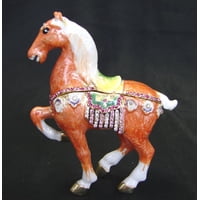 Feng Shui Import - Figura De Caballo Con Cristales Y Joyas Importadas Del Feng Shui, Color Naranja