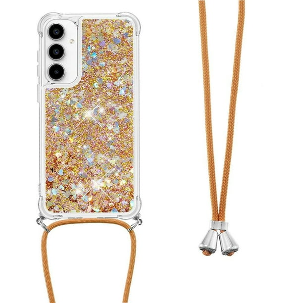 Funda FOXDOCK para Samsung Galaxy A35 con Cuerda Ajustable, Brillo Líquido, Protección Antigolpes y Lente – Ideal para Regalo