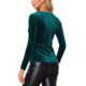 thumbnail image 3 of INSPIRE CHIC Tops de terciopelo para mujer con cuello de corazón elegante de manga larga T-Shirt S Azul Verde, 3 of 6