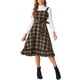 thumbnail image 4 of INSPIRE CHIC Vestido a Cuadros para Mujer con Volantes sin Mangas Vintage con Cinturón en la Cintura Línea A Pinafore Vestidos M Caqui Marrón, 4 of 5