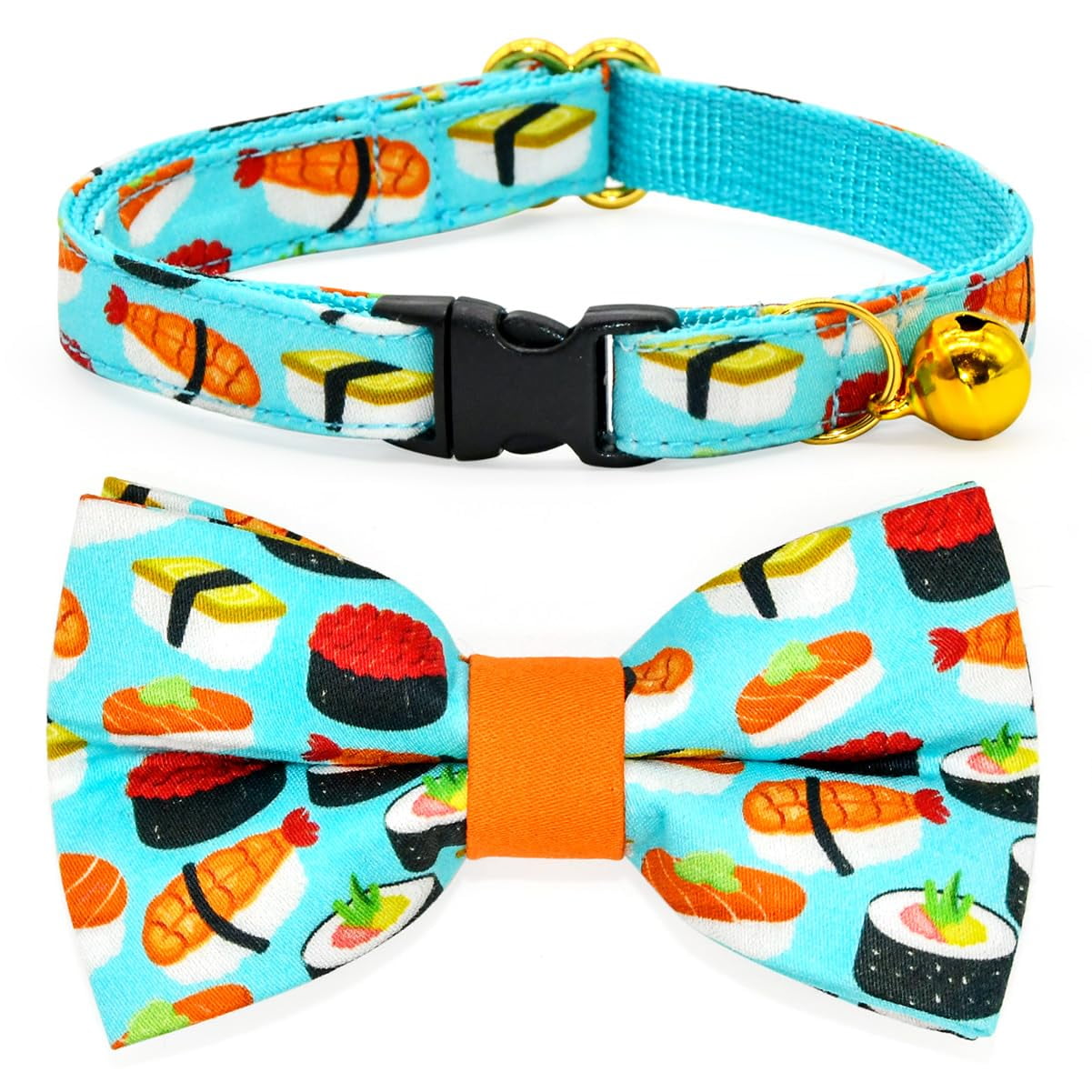 Collar Para Gato Csspet Con Pajarita Sushi Y Cierre De Seguridad Desprendible Para Gatitos