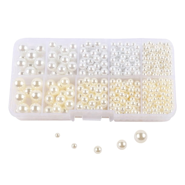 Cuentas redondas sueltas, accesorios para manualidades, decoración del hogar, cuentas sin agujeros, cuentas sin perforar para bolsos, manualidades, so beis blanco