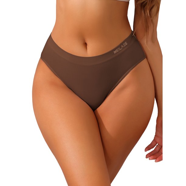 INSPIRE CHIC Bragas Cómodas de Cobertura Completa de Cintura Media para Mujer Talla Grande Café Oscuro