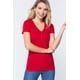 thumbnail image 1 of Saronite Camiseta Básica de Punto Henley de Manga Corta con Cuello en V, Color Rojo Intenso (para Mujer), 1 of 4