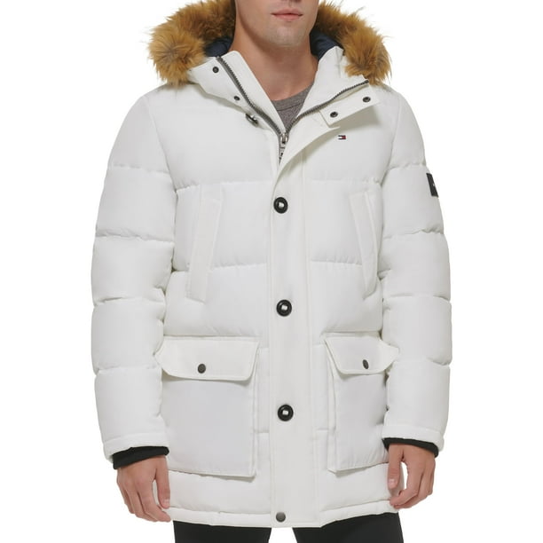 Chaqueta Tommy Hilfiger, tela ártica, acolchada, esnórquel, blanca, para hombre