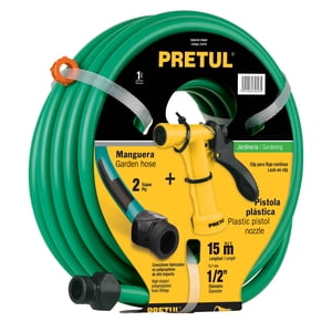 Manguera Jardín 1/2"" 15Mts Con Pistola - Pretul