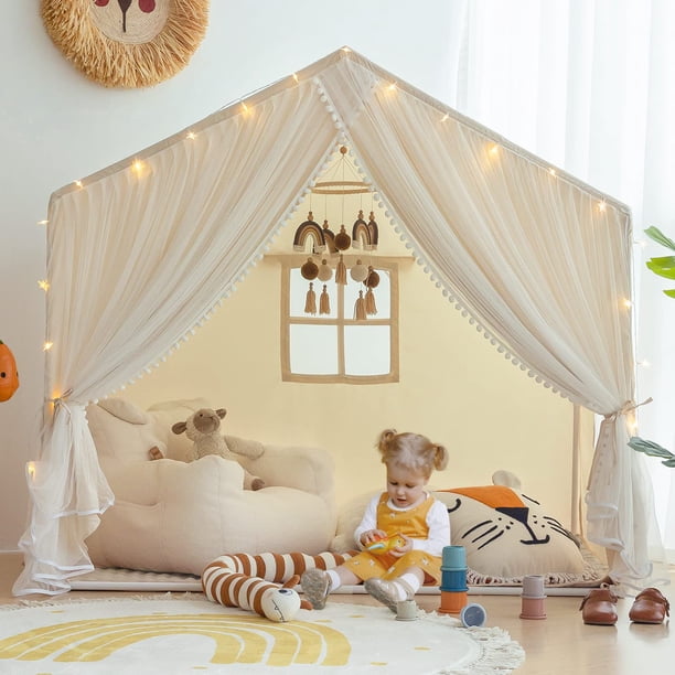 Carpa de juego Sherilyn Princess Castle con alfombrilla y luces en forma de estrella