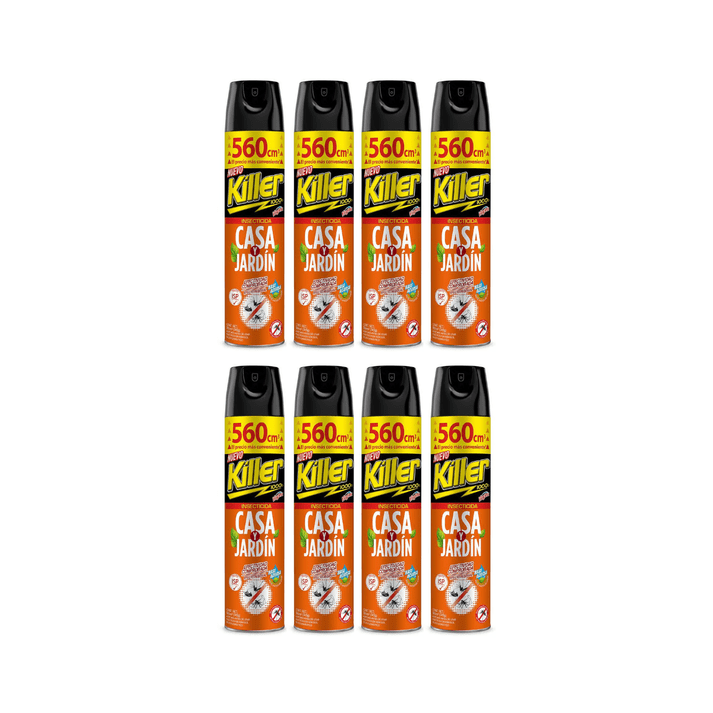 Killer - Pack 8 Insecticida En Aerosol 560cc Casa Y Jardin
