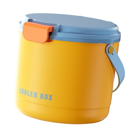 Bothyi - Cubo De Hielo Para Mantener El Hielo Frío, Contenedor De Hielo Para Actividades Al Aire Libre, Buffet, Camping, Naranja Y Azul