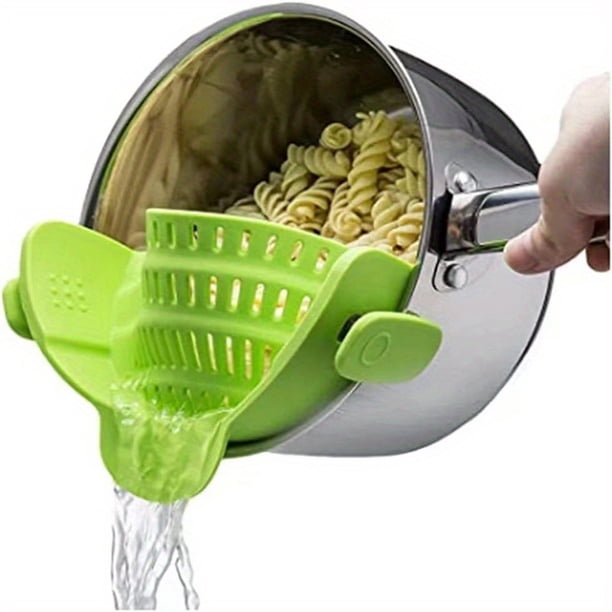 Make Cooking Effortless with our Adjustable Silicone Clip-On Pot and Pasta Strainer - Perfect for Pots, Pans, and Bowls!