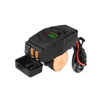Bothyi - Cargador De Teléfono Para Motocicleta Con Interruptor De Botón De Voltímetro Led, Adaptador Usb Doble, Luz Verde