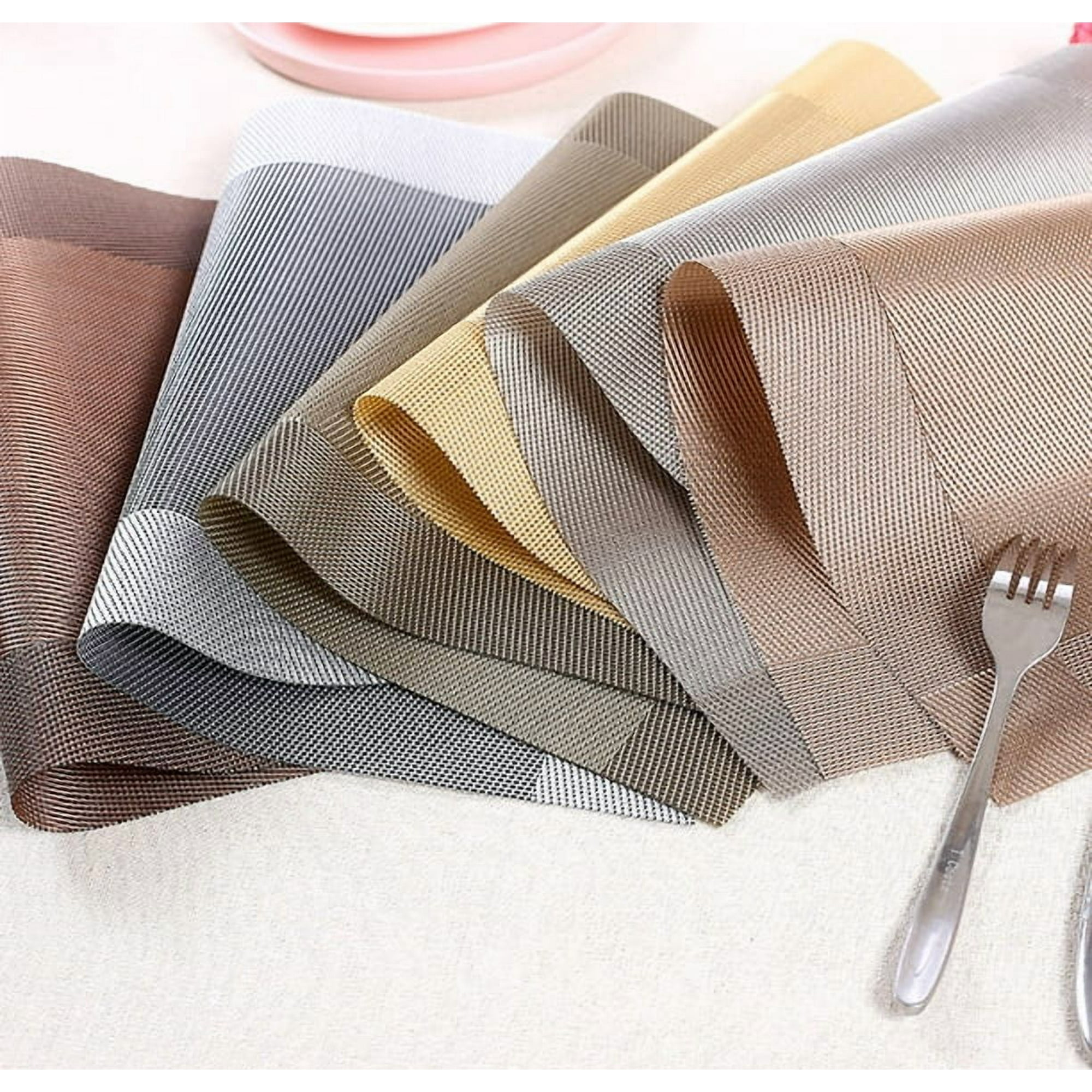 Genérico - Set 6 Individuales Mesa Rectangulares Diseños Beige