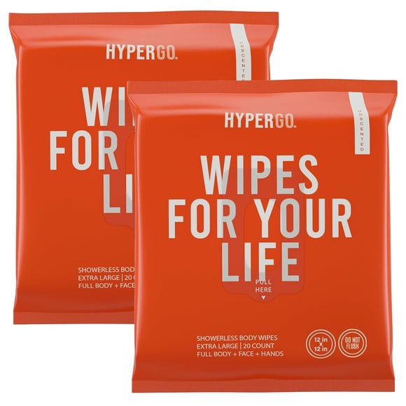 Toallitas corporales HyperGo XL para mujeres y hombres, 12 x 12 pulgadas, sin perfume, 40 unidades