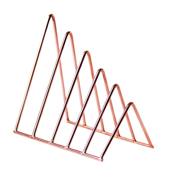 Clasificador de Carpetas de Archivos, Organizador de Sujetalibros, Decoración de Escritorio, Estantería Triangular, Soporte para Libros para Revistas oro rosa