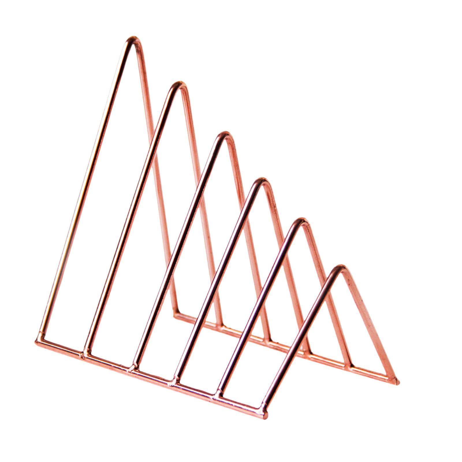 Magideal - Clasificador De Carpetas De Archivos, Organizador De Sujetalibros, Decoración De Escritorio, Estantería Triangular, Soporte Para Libros Para Revistas Oro Rosa