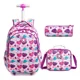 thumbnail image 1 of Girls School Backpack Child Wheeled Bag Set for Boys Roller Bag Rolling Luggage School Trolley Backpack with Lunch Bag Insulated, 1 of 3