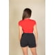 thumbnail image 3 of Saronite Camiseta de Punto Acanalado con Cuello Redondo, Manga Corta y Estampado de Logotipo Vintage, Color Rojo (para Mujer), 3 of 3