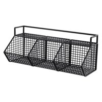 Magideal - Organizador De Almacenamiento Colgante, Cesta De Metal Pequeña Con Adhesivos, Cesta De Alambre Colgante Para Garaje, Cocina, Frutas, Verduras, , 3 Cuadrícula