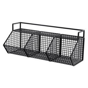 Magideal - Organizador De Almacenamiento Colgante, Cesta De Metal Pequeña Con Adhesivos, Cesta De Alambre Colgante Para Garaje, Cocina, Frutas, Verduras, , 3 Cuadrícula