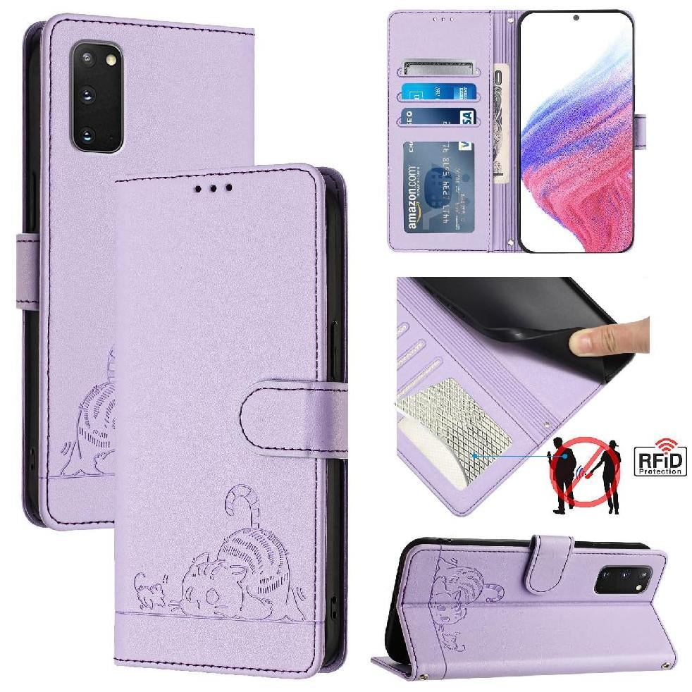 Funda Tipo Cartera Foxdock Para Samsung Galaxy S20 Fe 5g/4g Con Soporte, Ranuras, Rfid, Diseño De Gato