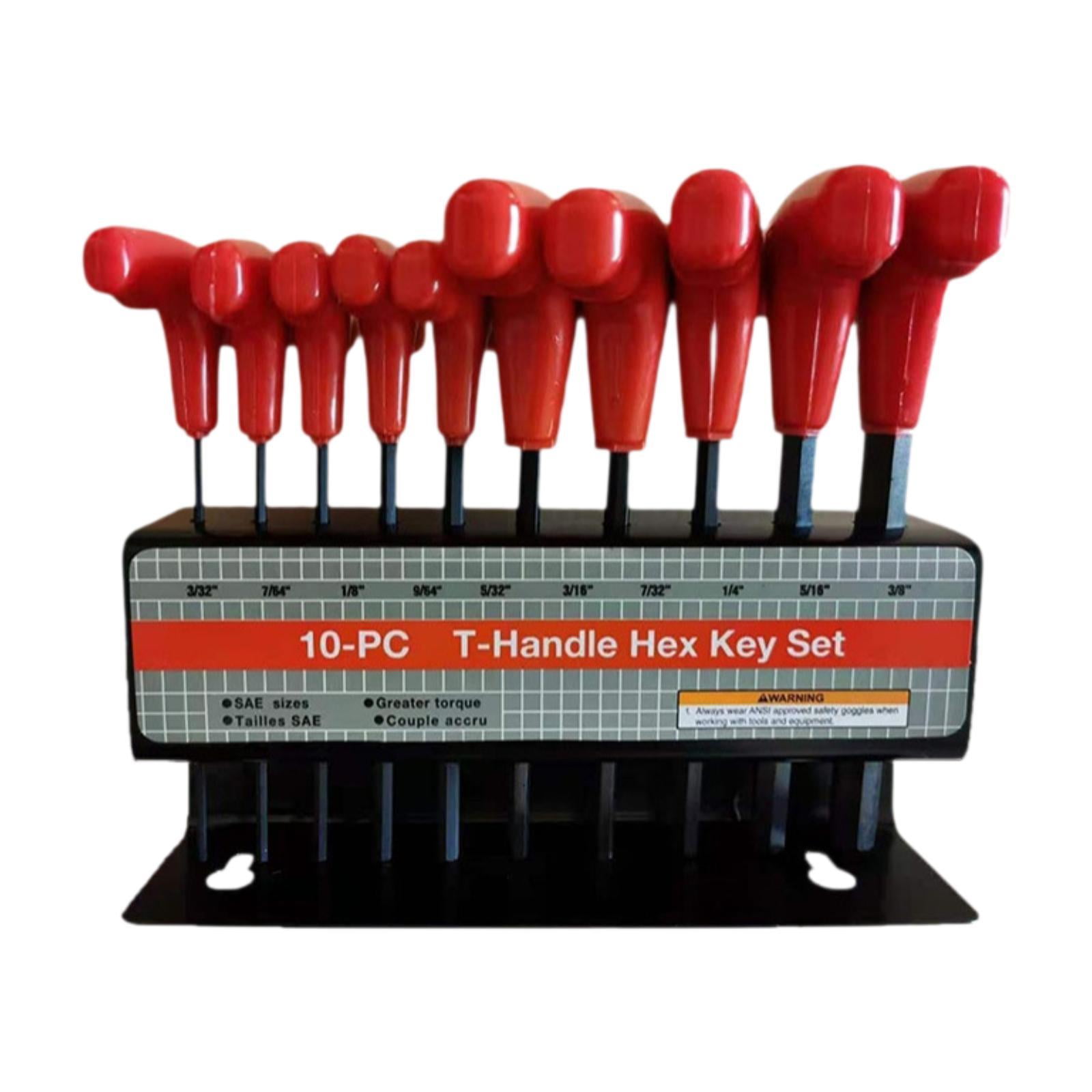 Ioensy - Juego De Llaves Allen Con Mango En T Genérico, 10 Uds., Juego De Llaves Hexagonales En Pulgadas
