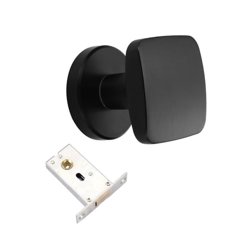Magideal - Cerradura De Puerta Invisible, Cuadrado De Un Solo Lado, Fácil Instalación, Perilla De Puerta Interior, Manija De Puerta, Hardware De Bloqueo Para Sal Negro