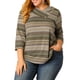 thumbnail image 2 of Agnes Orinda Conjuntos de Halloween para Mujeres Tallas Grandes Tops de Escuela Universitaria Manga 3/4 Blusa Casual Elegante de Punto a Rayas Cuello Asimétrico Camiseta de Moda 5X Verde, 2 of 8