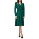thumbnail image 2 of INSPIRE CHIC Vestido de Trabajo de Línea A para Mujer con Cuello de Solapa en V, Manga Larga, Ajuste Elegante y Vestido Acampanado con Cinturón M Azul Pavo Real, 2 of 5