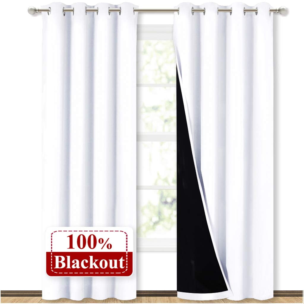 Cortinas Para Ventanas Nicetown, 100% Opacas, 2 Paneles, Blancas
