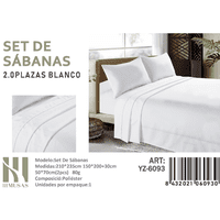 Mundo Shopping - Set De Sabanas 2.0 Plazas Color Blanco 150 Hilos 2 Funda De Almohada