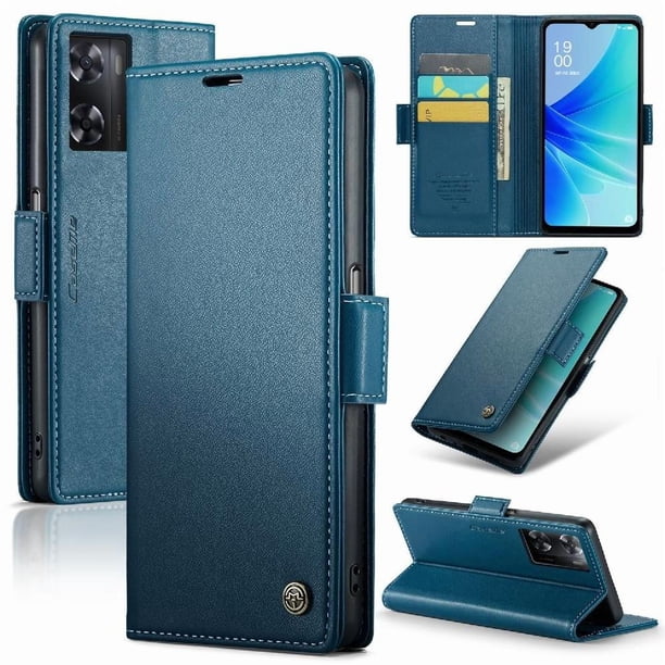 CaseMe tipo cartera OPPO A57 4G 2022 con cierre magnético, RFID, tarjetero, soporte, carga inalámbrica