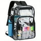 thumbnail image 3 of Student Clear Backpack, Large Heavy Duty PVC Transparent Backpack, See Through With Reinforced Straps Backpack Clear Bookbag For School, Sports, Work, Travel, College,Grey Black Pink Purple, 3 of 4
