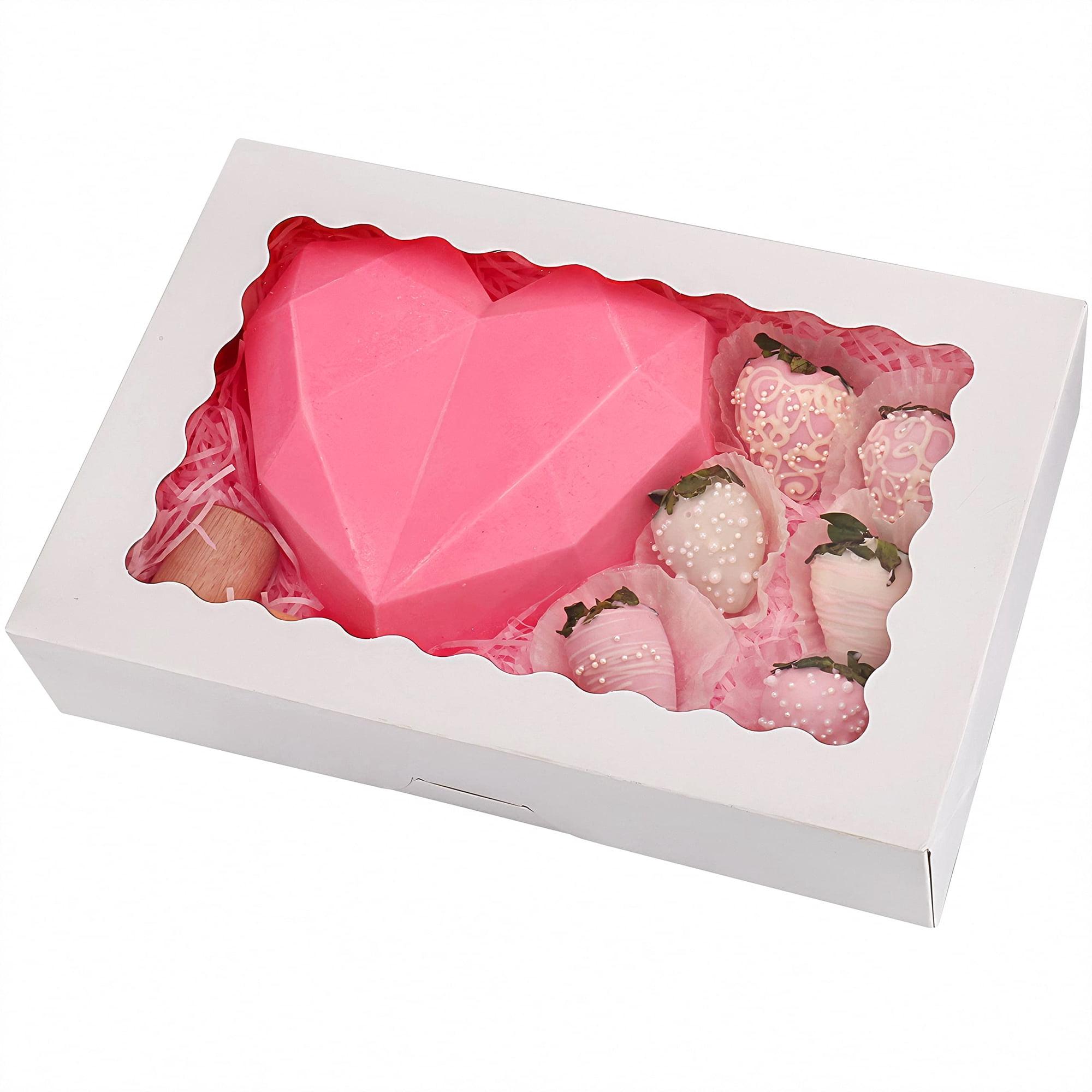 Cajas Para Panadería Tcoivs, 30 Unidades, Con Ventana, 12 X 8 X 6,4 Cm (color Blanco)