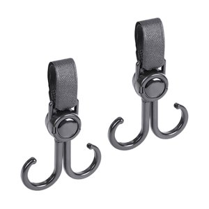 Magideal - 2 Uds. Ganchos Para Cochecito De Bebé, Colgador Para Cochecito, Rotación De 360 Grados, Gancho Doble Estable Para Cochecito, Gancho De Almacenamiento