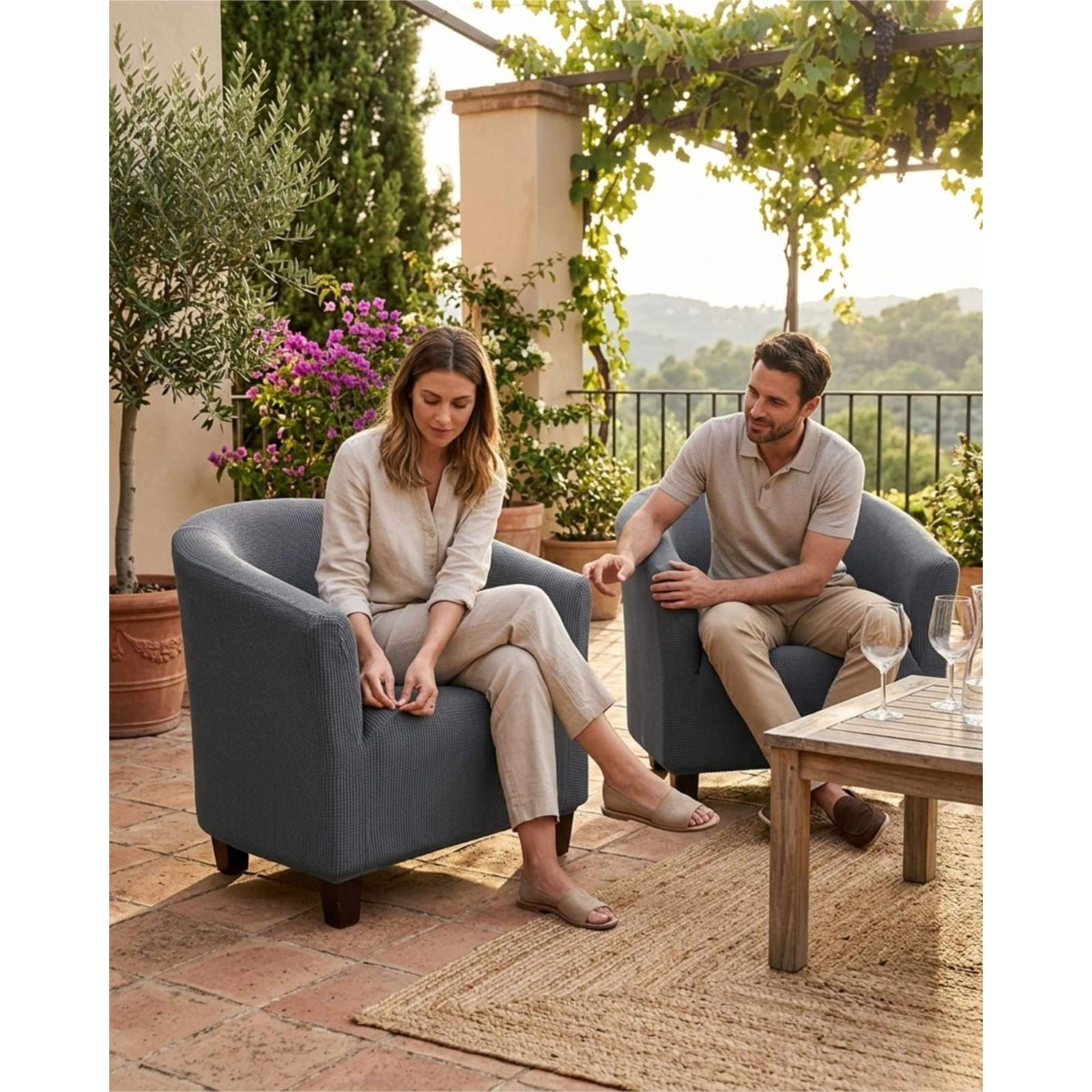Myl Todo Hogar - Pack 2 Funda Para Poltrona Elástica Y Ajustable Protector De Sillón Premium
