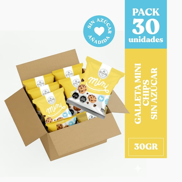 Galleta Mini Chips Chocolate Sin Azúcar 30 gr - Caja  30 unid
