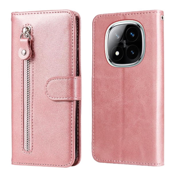 Funda con Cremallera para Xiaomi Poco X7 5G, Carcasa Cartera de Cuero PU con Soporte y Tarjetero