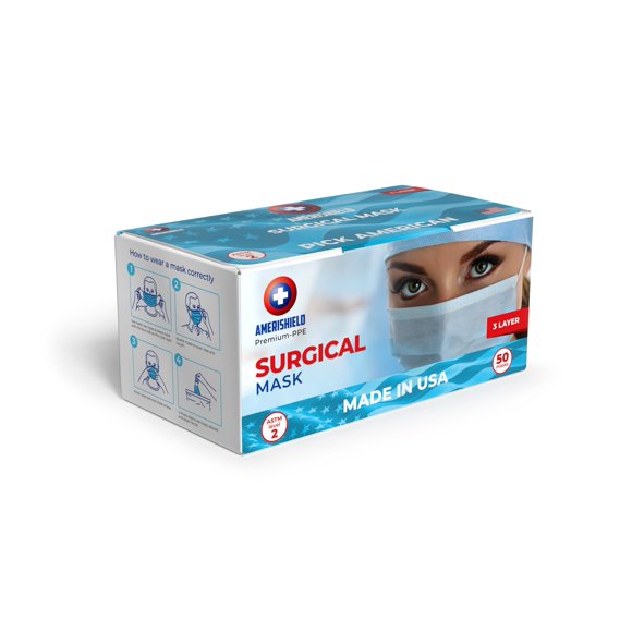 Mascarillas desechables Amerishield ASTM Nivel 2, paquete de 50