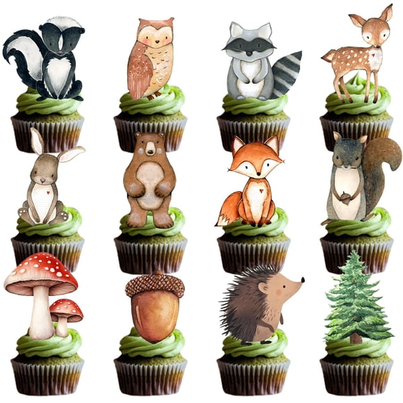 Topers para cupcakes ZVAOLEE de 48 piezas con animales del bosque