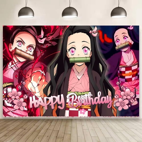 Telón de fondo SDONY 150 cm x 91 cm Tema de cumpleaños de Nezuko