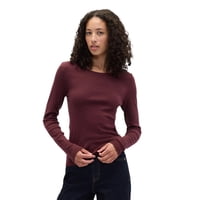 Top Gap Para Mujer, Manga Larga, Cuello Redondo, Tejido Rojo Toscano, Xxl