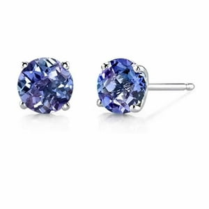 Aros Paris Jewelry 24K White Gold 2 Cttw Alexandrite Round Stud Azul