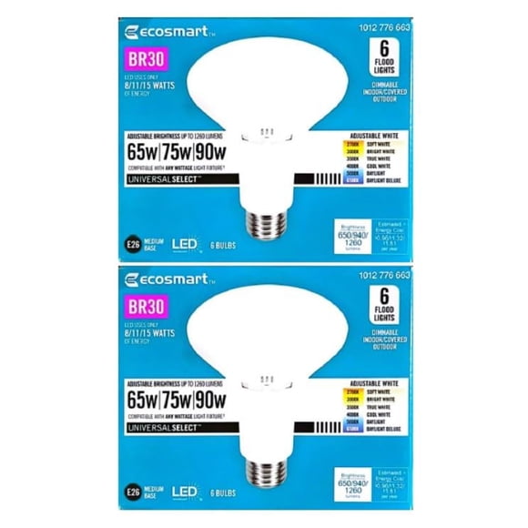 Bombilla LED EcoSmart BR30 65/75/90W Eq. Pack de 12