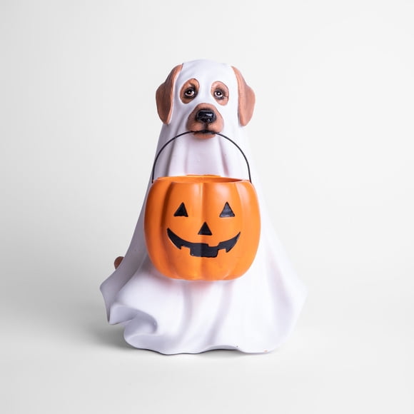 Perro Fantasma con Calabaza para Dulces 30 cm Halloween - Frank & Mortis