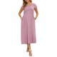 thumbnail image 2 of INSPIRE CHIC Vestido de maternidad para mujer Maxi de mangas cortas con pliegues fruncidos Vestidos de embarazo para sesión de fotos Casual fluido Verano 2026 2XL Rosa, 2 of 6
