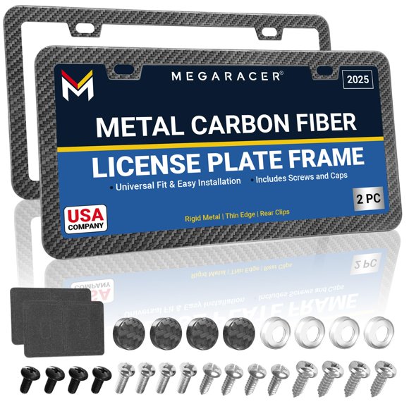 Marco para Placa de Matrícula Mega Racer de Fibra de Carbono – Pack de 2