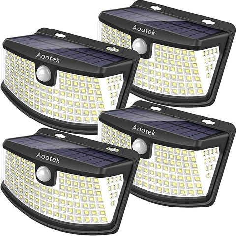 Luces Solares Con Sensor De Movimiento Aootek 120 Led Ip65 A Prueba De Agua