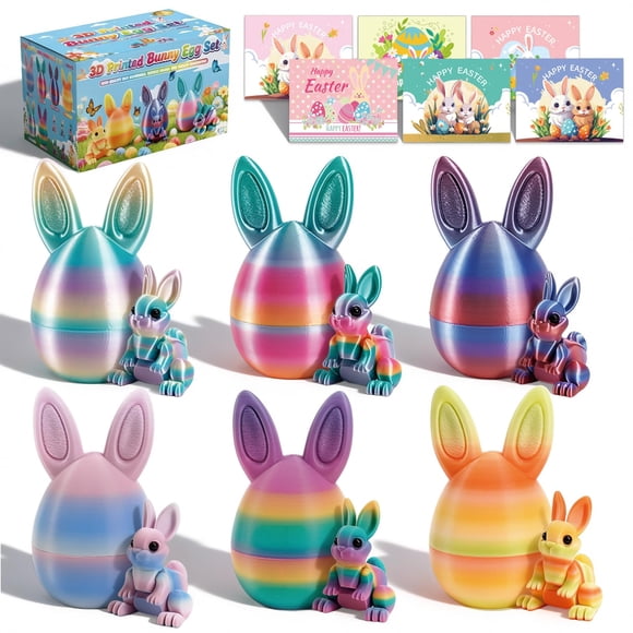 Huevos de Pascua OESINS impresos en 3D con conejo dentro para niños, 6 piezas