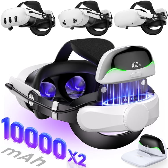 Correa para casco NinxGloy Quest 3/2 con baterías de 10 000 mAh, 6‑8 h