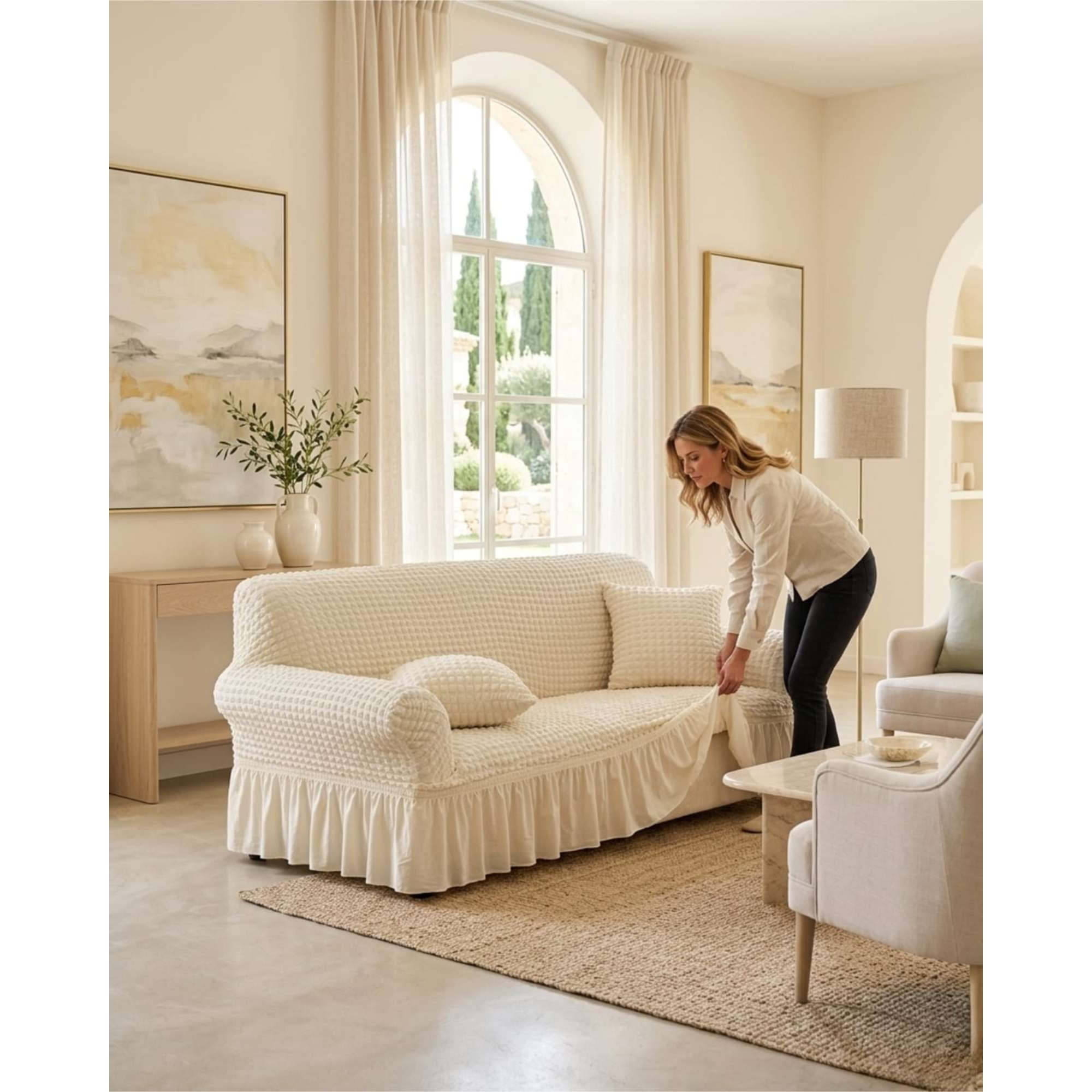 Mylhogar - Protector De Sillón Turco 2 Cuerpos Diseño Elegante